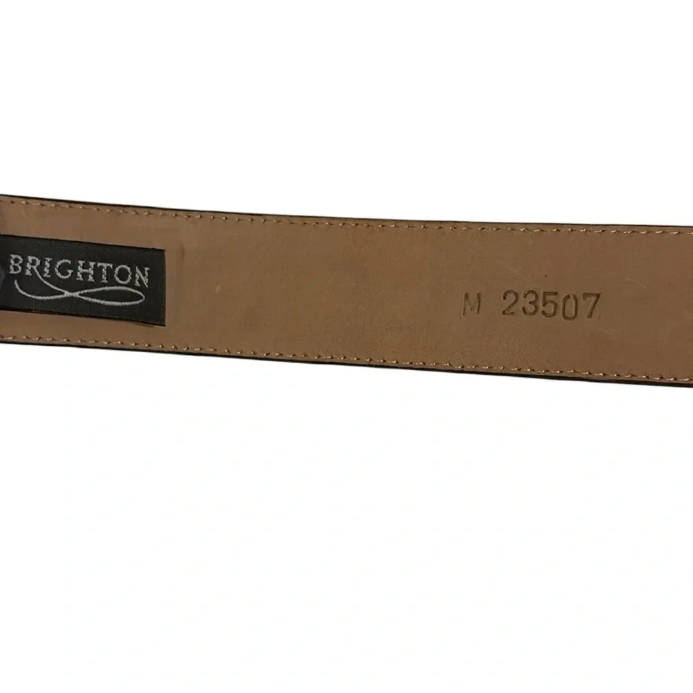 Brighton Brown Leather Belt with Pearl Like Ornate Silver Buckle Style #M 23507
